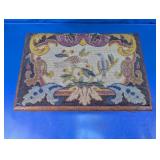 Vintage Needlepoint Floral Bird Footstool