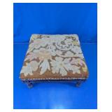 Vintage Needlepoint Tapestry Footstool Ottoman