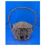 Rustic Woven Wicker Basket with Lid & Handle