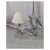 Table Lamp and Glass Candle Holder