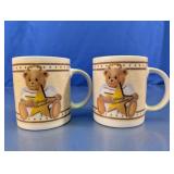Beary Christmas Teddy Bear Glass Mugs Set