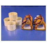 Assorted Light Colored & Acorn Napkin Rings Set