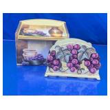 Grape Design Napkin Holder & Storage Box Set