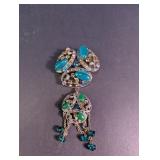 Ornate Turquoise & Green Statement Brooch