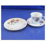 Vtg Floral Porcelain Teacup Saucer Plate Lot
