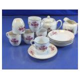 Vtg Floral Porcelain Miniature Tea Set
