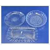 Vtg Clear Glass Serving Trays & Bowls Lot