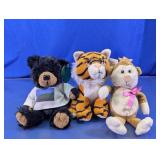 Oregon Coast Bear, Tiger & Cat Plush Toys Set