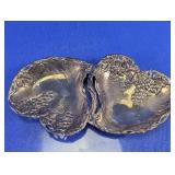 Vtg Silver-Tone Double Heart Dish