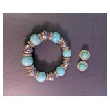 Turquoise Style Bracelet & Clip-On Earrings