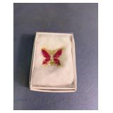 Red Butterfly Brooch Pin