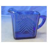 Cobalt Blue Glass Chevron Pitcher