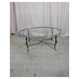 Vintage Brass Oval Glass Top Coffee Table
