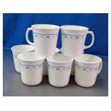 Corning Morning Blue Milk Glass Mug Set