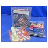 US Flags & Adjustable Flag Pole Holder Lot