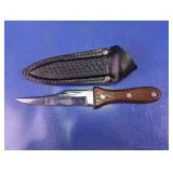 Vtg Stainless Steel Fixed Blade Hunting Knife w/