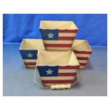 Patriotic American Flag Wooden Baskets