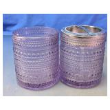 Purple Hobnail Glass Bathroom Accessories Set