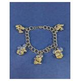 Vtg Disney 5 Character Charm Bracelet