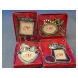 Monogram "M" Christmas Picture Frame Ornaments