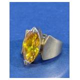 Vtg 925 Vermeil Cocktail Citrine Ring