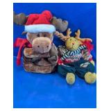 Vtg Holiday Plush Reindeer & Moose Decor Duo