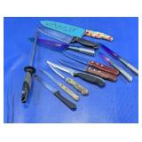 Assorted Kitchen Knife Set & Sharpening Steel Lot