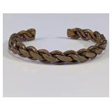 Vtg Heavy Copper Woven Cuff Bracelet