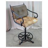 Rustic Cowhide & Leather Swivel Bar Stool