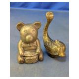 Brass Bear & Decorative Figurine Set