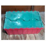 Red & Green Attached Flip Lid Storage Tote