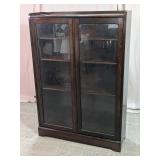 Vintage Wood & Glass Bookcase Cabinet