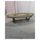 Vintage Ornate Gold Gilt Oval Coffee Table