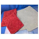 Assorted Gray & Red Textured Area Mat Set