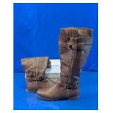 JustFab Kadijah Wide-Calf Cognac Flat Boots