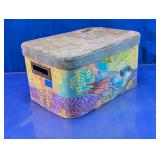 Vtg Style Bird Pattern Storage Box With Lid