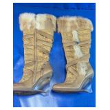 Baby Phat Odessa Faux Fur Clear Wedge Boots