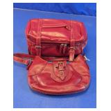 Red Nine West Handbag and Makeup Bag Set