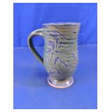Handcrafted Ceramic Pottery Mug Green Blue Glaze
