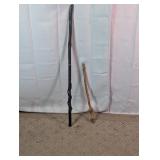 Vintage Hand-Carved Wooden Walking Sticks Duo