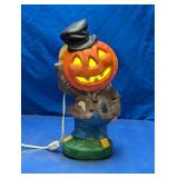 Vtg Molded Pumpkin Man Lighted Statue