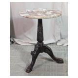 Vtg Carved Wood & Marble Top Pedestal Side Table