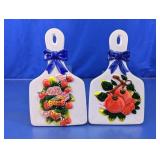 Vtg Ceramic Fruit Cutting Board Wall Plaques