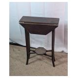 Vtg. Wooden Drop-Leaf Side Table w/Lower Tier
