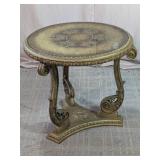 Vintage Gold Leaf Carved Accent Side Table
