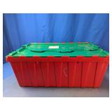 Large Red and Green Plastic Storage Tote