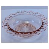 Pink Glass Lace Edge Serving Bowl