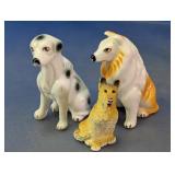 Porcelain & Plastic Dog Figurines Set