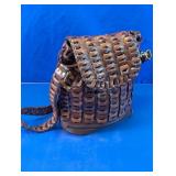 Brown Woven Crossbody Shoulder Bag