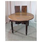 Vintage Round Extension Dining Table w/ Leaves